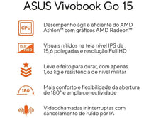 Carregar imagem no visualizador da galeria, ASUS Vivobook Go 15 AMD Athlon 4GB RAM 128GB SSD 15.6" Full HD Windows 11