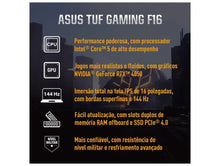 Carregar imagem no visualizador da galeria, ASUS TUF Gaming F16 Intel Core 5 210H 8GB RAM 512GB FHD + Linux NVIDIA GeForce RTX 4050