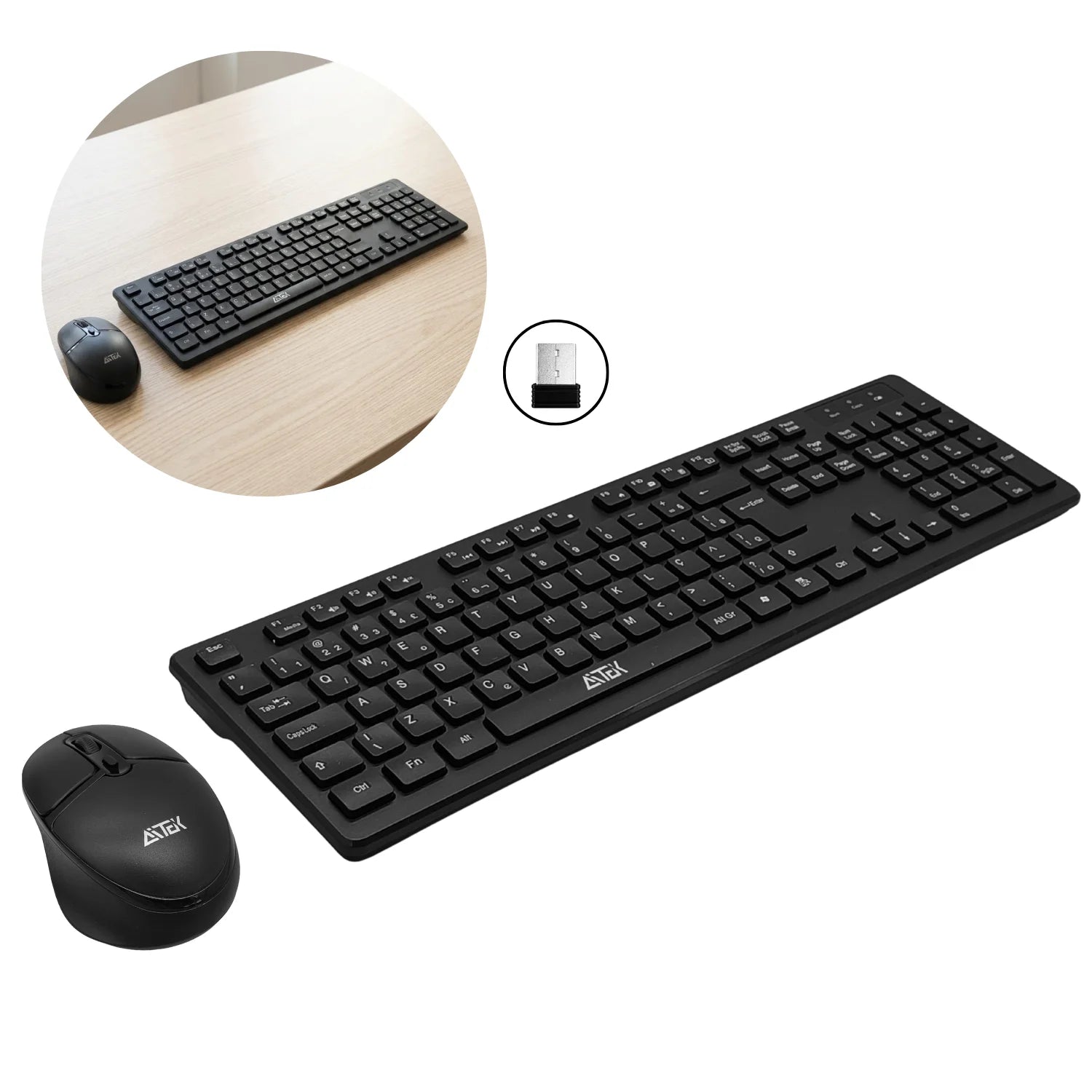Aitek AKT-W111 – Kit Teclado e Mouse Sem Fio